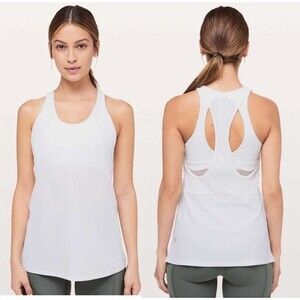 NWT Lululemon Cross Conditioning 2-in-1 Tank Built In Bra B/C Cup White Size 10